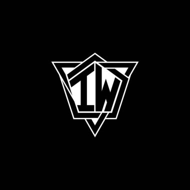 Geometrik şekil üçgenli yuvarlak şekilli IW monogram logo harfi. Dikdörtgen ve altıgen monogram logo, üçgen logo yuvarlak.