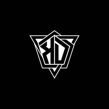 Geometrik şekilli üçgen yuvarlak biçimli KD monogram logo harfi. Dikdörtgen ve altıgen monogram logo, üçgen logo yuvarlak.