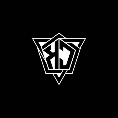 Geometrik şekilli üçgen yuvarlak biçimli KC Monogram logo harfi. Dikdörtgen ve altıgen monogram logo, üçgen logo yuvarlak.