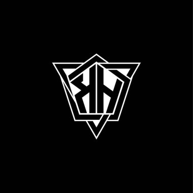 Geometrik şekilli üçgen yuvarlak biçimli KH Monogram logo harfi. Dikdörtgen ve altıgen monogram logo, üçgen logo yuvarlak.