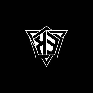 Geometrik şekilli üçgen yuvarlak biçimli KE Monogram logo harfi. Dikdörtgen ve altıgen monogram logo, üçgen logo yuvarlak.