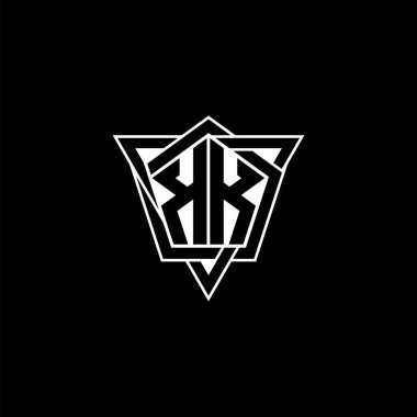 KK Monogram logo harfi geometrik şekilli üçgen yuvarlak biçimli. Dikdörtgen ve altıgen monogram logo, üçgen logo yuvarlak.
