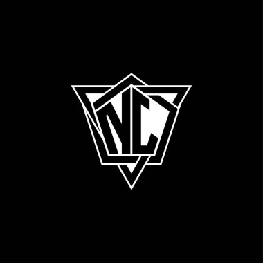 Geometrik şekilli üçgen yuvarlak şekilli NJ Monogram logo harfi. Dikdörtgen ve altıgen monogram logo, üçgen logo yuvarlak.