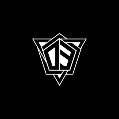 Geometrik şekilli üçgen yuvarlak şekilli OE monogram logo harfi. Dikdörtgen ve altıgen monogram logo, üçgen logo yuvarlak.