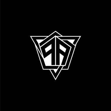 Geometrik şekilli üçgen yuvarlak şekilli PA monogram logo harfi. Dikdörtgen ve altıgen monogram logo, üçgen logo yuvarlak.