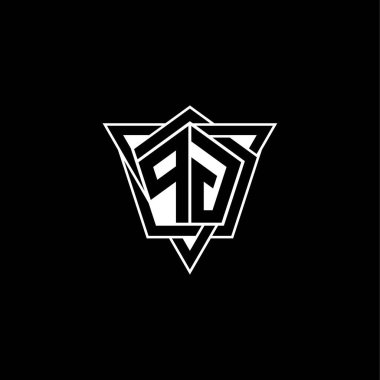 Geometrik şekilli üçgen yuvarlak şekilli PG monogram logo harfi. Dikdörtgen ve altıgen monogram logo, üçgen logo yuvarlak.