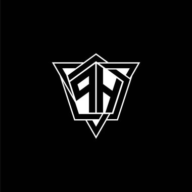 Geometrik şekilli üçgen yuvarlak şekilli PH monogram logo harfi. Dikdörtgen ve altıgen monogram logo, üçgen logo yuvarlak.