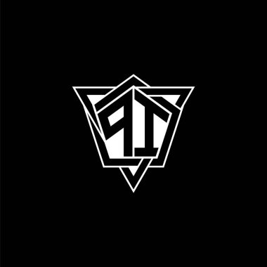 Geometrik şekilli üçgen yuvarlak şekilli PI monogram logo harfi. Dikdörtgen ve altıgen monogram logo, üçgen logo yuvarlak.