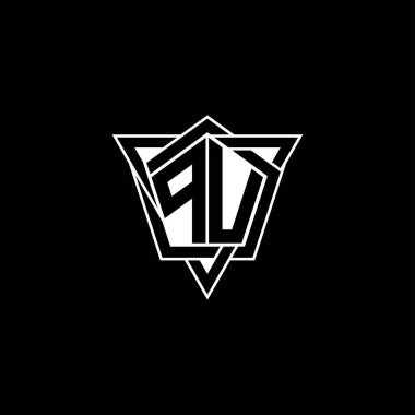 Geometrik şekilli üçgen yuvarlak şekilli PU monogram logo harfi. Dikdörtgen ve altıgen monogram logo, üçgen logo yuvarlak.