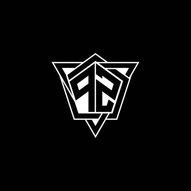 Geometrik şekilli üçgen yuvarlak biçimli PZ Monogram logo harfi. Dikdörtgen ve altıgen monogram logo, üçgen logo yuvarlak.