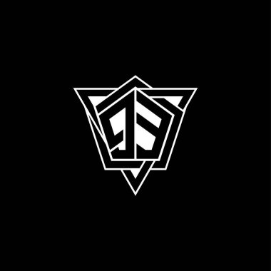 Geometrik şekil üçgenli yuvarlak şekilli QE Monogram logo harfi. Dikdörtgen ve altıgen monogram logo, üçgen logo yuvarlak.