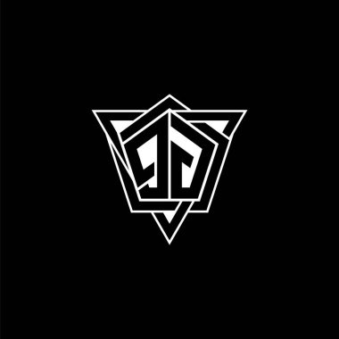 Geometrik şekilli üçgen yuvarlak biçimli QG Monogram logo harfi. Dikdörtgen ve altıgen monogram logo, üçgen logo yuvarlak.