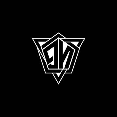 Geometrik şekilli üçgen yuvarlak biçimli QN Monogram logo harfi. Dikdörtgen ve altıgen monogram logo, üçgen logo yuvarlak.