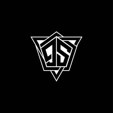 Geometrik şekilli üçgen yuvarlak biçimli QS Monogram logo harfi. Dikdörtgen ve altıgen monogram logo, üçgen logo yuvarlak.