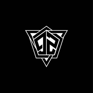 Geometrik şekilli üçgen yuvarlak biçimli QZ Monogram logo harfi. Dikdörtgen ve altıgen monogram logo, üçgen logo yuvarlak.