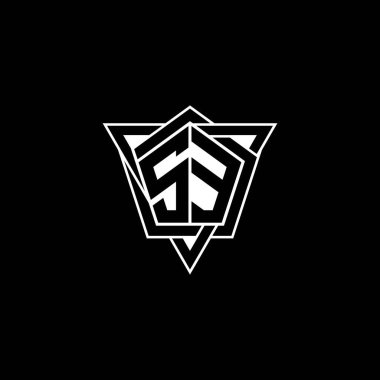 Geometrik şekilli üçgen yuvarlak biçimli SE Monogram logo harfi. Dikdörtgen ve altıgen monogram logo, üçgen logo yuvarlak.