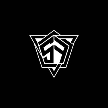 Geometrik şekilli üçgen yuvarlak biçimli SF Monogram logo harfi. Dikdörtgen ve altıgen monogram logo, üçgen logo yuvarlak.