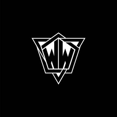 Geometrik şekilli üçgen yuvarlak şekilli WW Monogram logo harfi. Dikdörtgen ve altıgen monogram logo, üçgen logo yuvarlak.