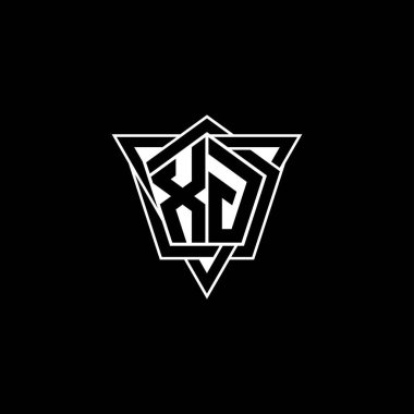 Geometrik şekilli üçgen yuvarlak biçimli XG Monogram logo harfi. Dikdörtgen ve altıgen monogram logo, üçgen logo yuvarlak.