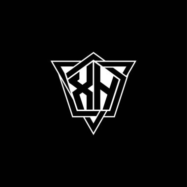 Geometrik şekilli üçgen yuvarlak biçimli XH Monogram logo harfi. Dikdörtgen ve altıgen monogram logo, üçgen logo yuvarlak.