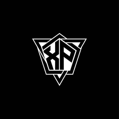 Geometrik şekilli üçgen yuvarlak şekilli XP monogram logo harfi. Dikdörtgen ve altıgen monogram logo, üçgen logo yuvarlak.