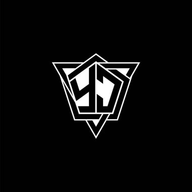Geometrik şekilli üçgen yuvarlak şekilli YC monogram logo harfi. Dikdörtgen ve altıgen monogram logo, üçgen logo yuvarlak.