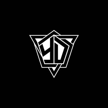 Geometrik şekilli üçgen yuvarlak biçimli YD monogram logo harfi. Dikdörtgen ve altıgen monogram logo, üçgen logo yuvarlak.