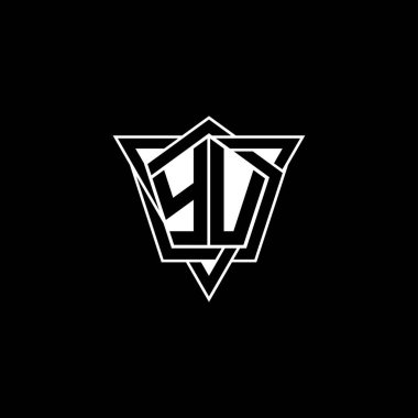 Geometrik şekil üçgenli yuvarlak şekilli YU Monogram logo harfi. Dikdörtgen ve altıgen monogram logo, üçgen logo yuvarlak.