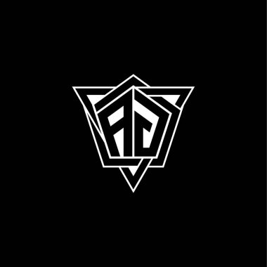Geometrik şekilli üçgen yuvarlak biçimli AG Monogram logo harfi. Dikdörtgen ve altıgen monogram logo, üçgen logo yuvarlak.