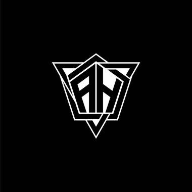 Geometrik şekilli üçgen yuvarlak biçimli AH Monogram logo harfi. Dikdörtgen ve altıgen monogram logo, üçgen logo yuvarlak.