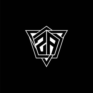 Geometrik şekilli üçgen yuvarlak biçimli ZA Monogram logo harfi. Dikdörtgen ve altıgen monogram logo, üçgen logo yuvarlak.