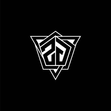 Geometrik şekilli üçgen yuvarlak biçimli ZG Monogram logo harfi. Dikdörtgen ve altıgen monogram logo, üçgen logo yuvarlak.