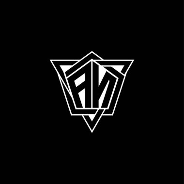 Geometrik şekilli üçgen yuvarlak biçimli An Monogram logo harfi. Dikdörtgen ve altıgen monogram logo, üçgen logo yuvarlak.