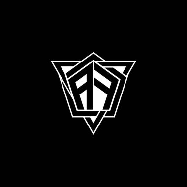 Geometrik şekilli üçgen yuvarlak biçimli AF Monogram logo harfi. Dikdörtgen ve altıgen monogram logo, üçgen logo yuvarlak.