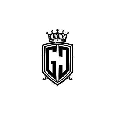 GC Monogram logo harfi ve basit kalkan taç tasarımı. Lüks monogram, kalkan lüks monogram, kalkan klasik harf monogramı.