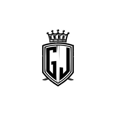 GL Monogram logo harfi ve basit kalkan taç tasarımı. Lüks monogram, kalkan lüks monogram, kalkan klasik harf monogramı.