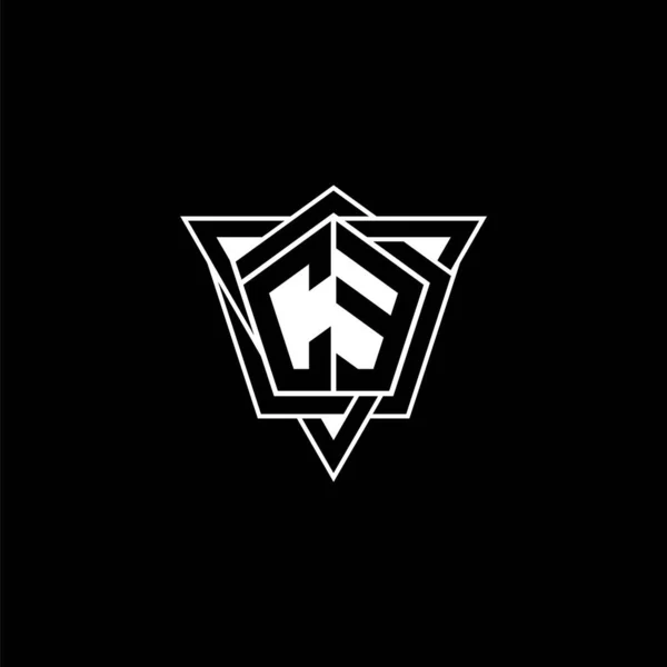 Litera Logo Monogramu Geometrycznym Trójkątem Zaokrąglonym Prostokąt Sześciokątne Logo Monogramu — Wektor stockowy