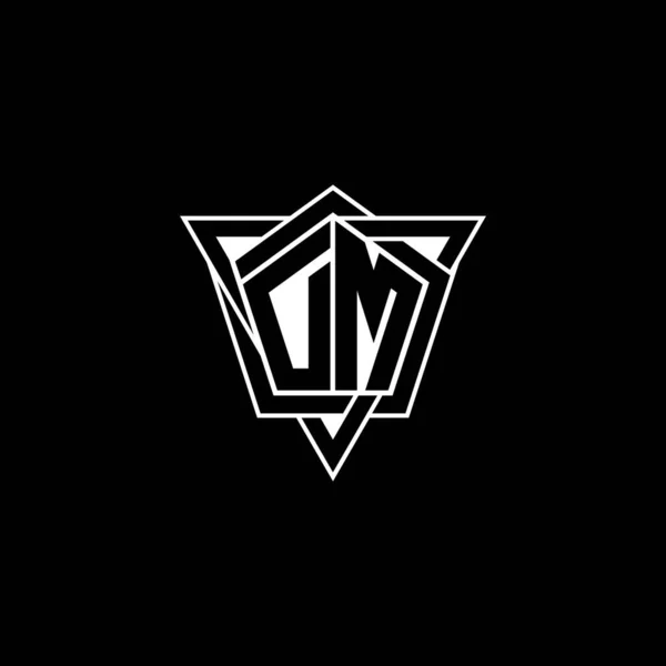 Monogramm Logo Buchstabe Mit Geometrischer Form Dreieck Abgerundeten Stil Rechteck — Stockvektor
