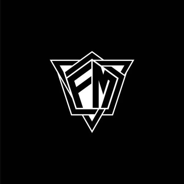 Logo Monogram Litery Geometrycznym Kształcie Trójkąta Zaokrąglony Styl Prostokąt Sześciokątne — Wektor stockowy