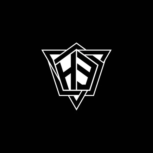 Logo Monogramu Geometrycznym Trójkątem Zaokrąglonym Stylem Prostokąt Sześciokątne Logo Monogramu — Wektor stockowy