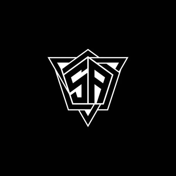 Monogram Логотип Буква Геометрической Формы Треугольник Округлый Стиль Прямоугольный Шестиугольный — стоковый вектор