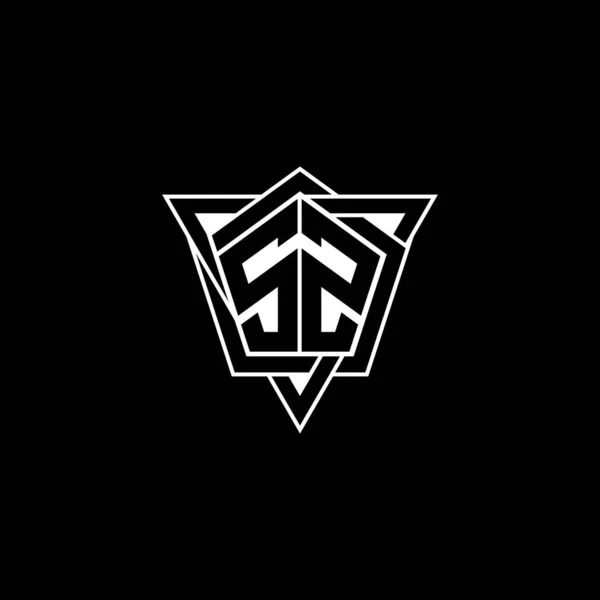 Monogramm Logo Buchstabe Mit Geometrischem Formdreieck Abgerundeten Stil Rechteck Und — Stockvektor