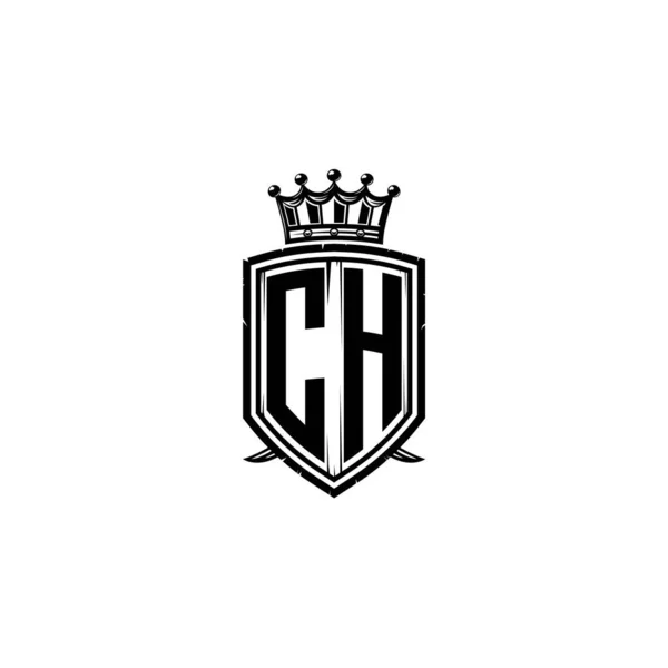Логотип Monogram Простим Дизайном Щитової Корони Розкішна Монограма Монограма Про — стоковий вектор