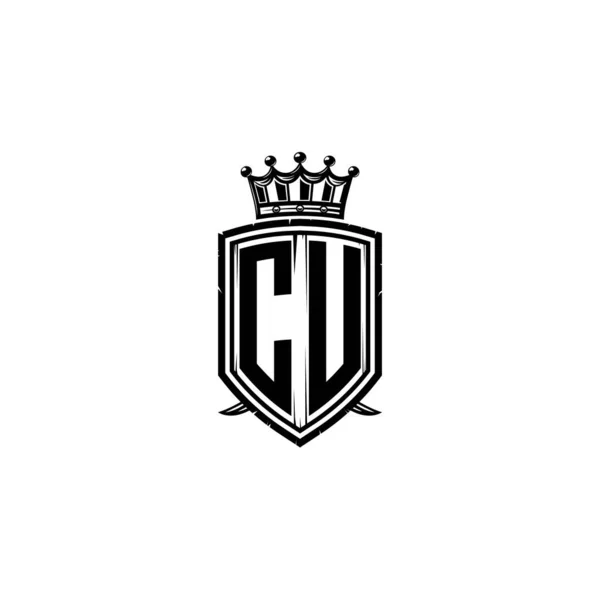 Basit Kalkan Taç Tasarımlı Monogram Logo Harfi Lüks Monogram Kalkan — Stok Vektör