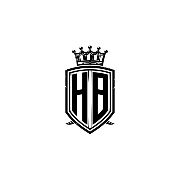 Monogram Logo Harfi Basit Kalkan Taç Tasarımı Lüks Monogram Kalkan — Stok Vektör