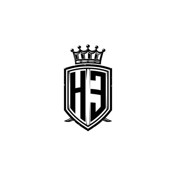 Basit Kalkan Taç Tasarımlı Bir Logo Harfi Lüks Monogram Kalkan — Stok Vektör