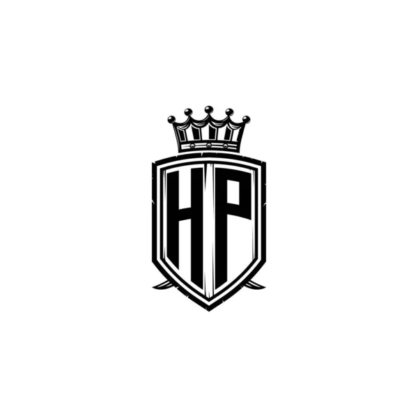 シンプルなシールドクラウンスタイルのデザインのHpモノグラムロゴの手紙 豪華なモノグラム シールド豪華なモノグラム シールドヴィンテージの手紙のモノグラム — ストックベクタ