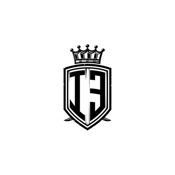 Monogram Logo Bokstav Med Enkel Sköld Krona Stil Design Lyxigt — Stock vektor