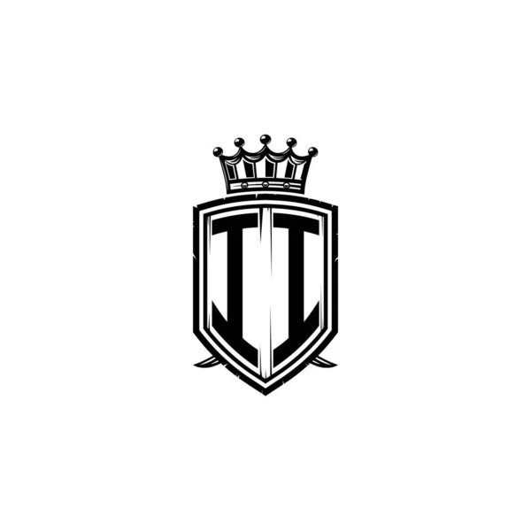 Monogram Logo Bokstav Med Enkel Sköld Krona Stil Design Lyxigt — Stock vektor