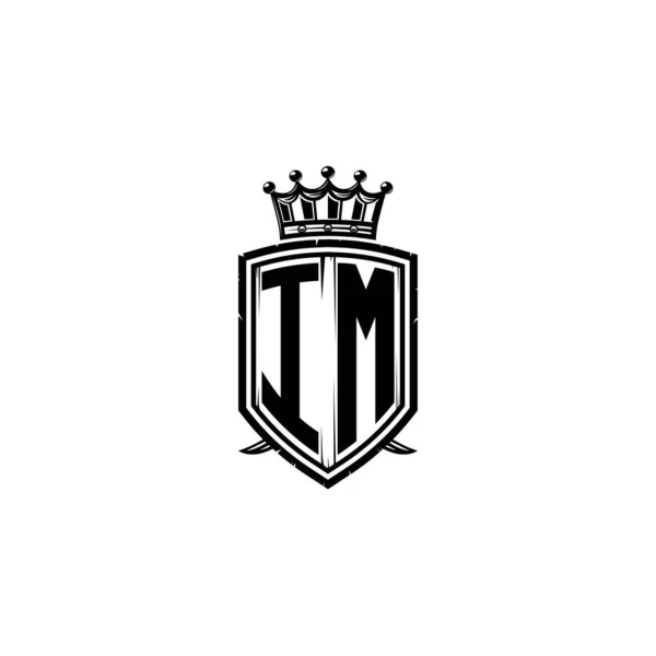 Simple Shield Crown Tarzı Tasarlanmış Monogram Logo Mektubu Lüks Monogram — Stok Vektör